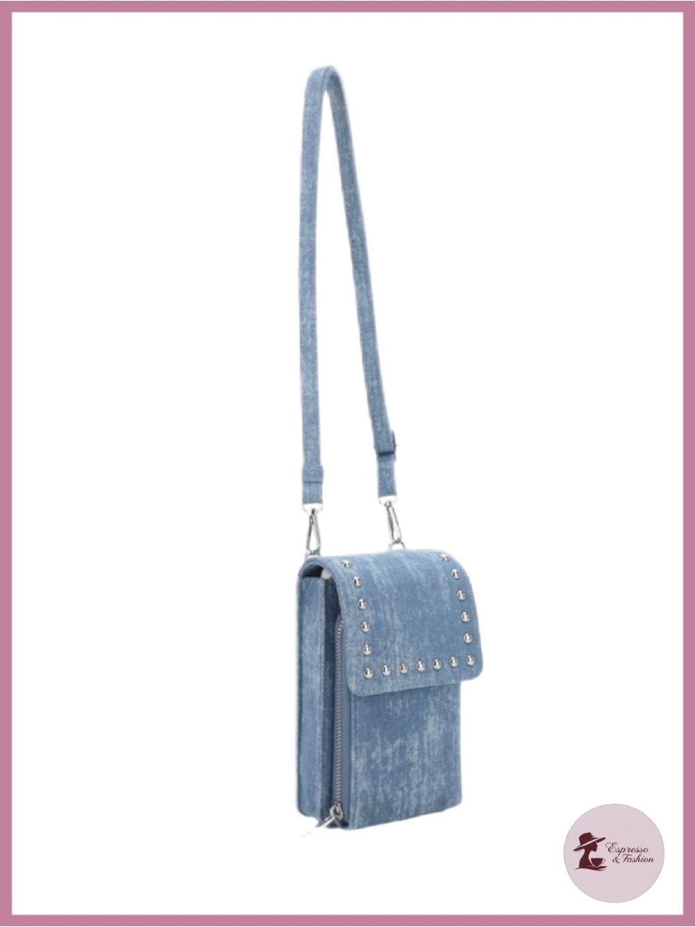 NWT Studded Denim Cell Phone Crossbody Wallet